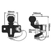 Universal Pin Ball Jaw Coupling 50mm Towball 3500kg 3.5 Tonne Rated, EC Approved Maypole - Dynamic Drive