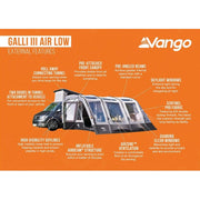 Vango Galli III Low Campervan Drive Away Inflatable Air Beam Awning VW T5 T6 Vango - Dynamic Drive