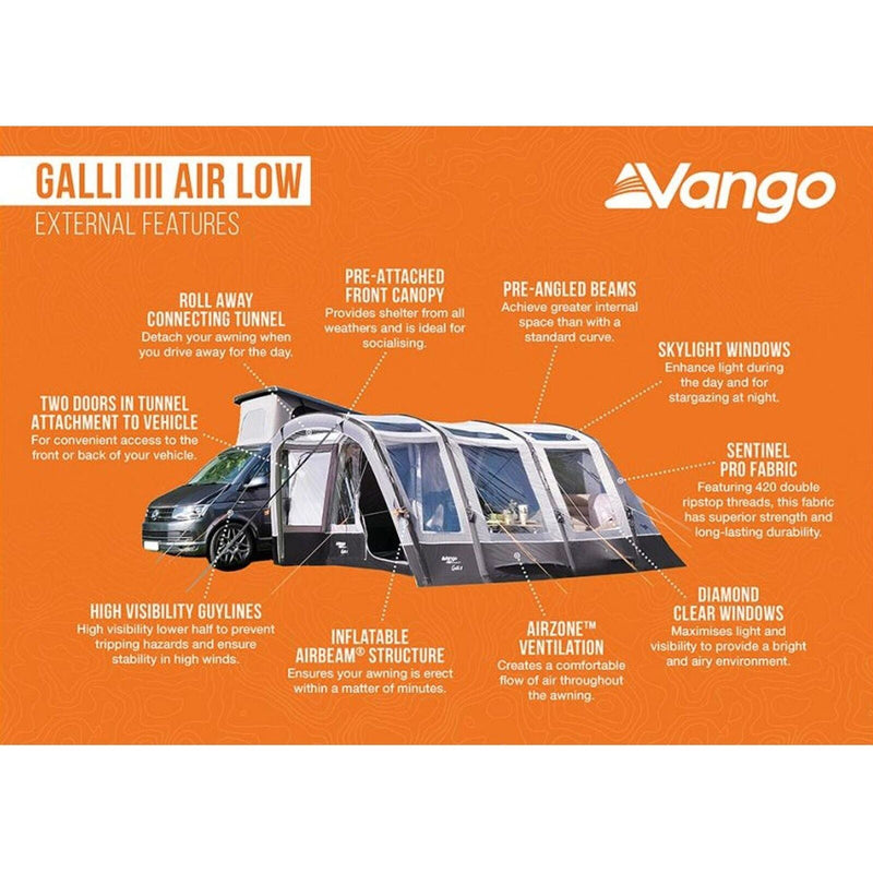 Vango Galli III Low Campervan Drive Away Inflatable Air Beam Awning VW T5 T6 Vango - Dynamic Drive