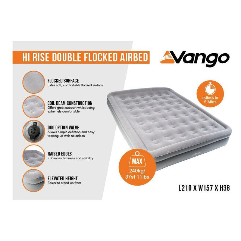 Vango Hi Rise Double Airbed Flocked Camping Caravan Awning Raised Air Bed Vango - Dynamic Drive
