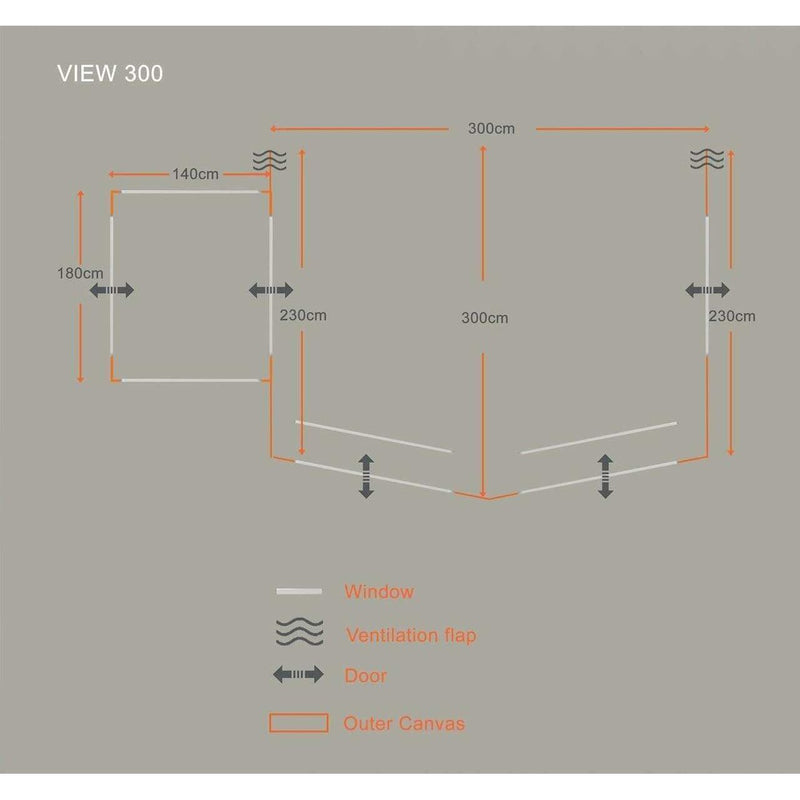 Olpro View Caravan Awning – 300 with Porch Olpro - Dynamic Drive