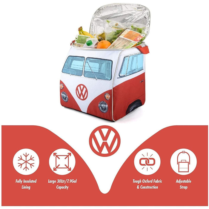 VW Volkswagen Campervan Red 30L Insulated Coolbag Ice Cool Bag Cooler VW - Dynamic Drive