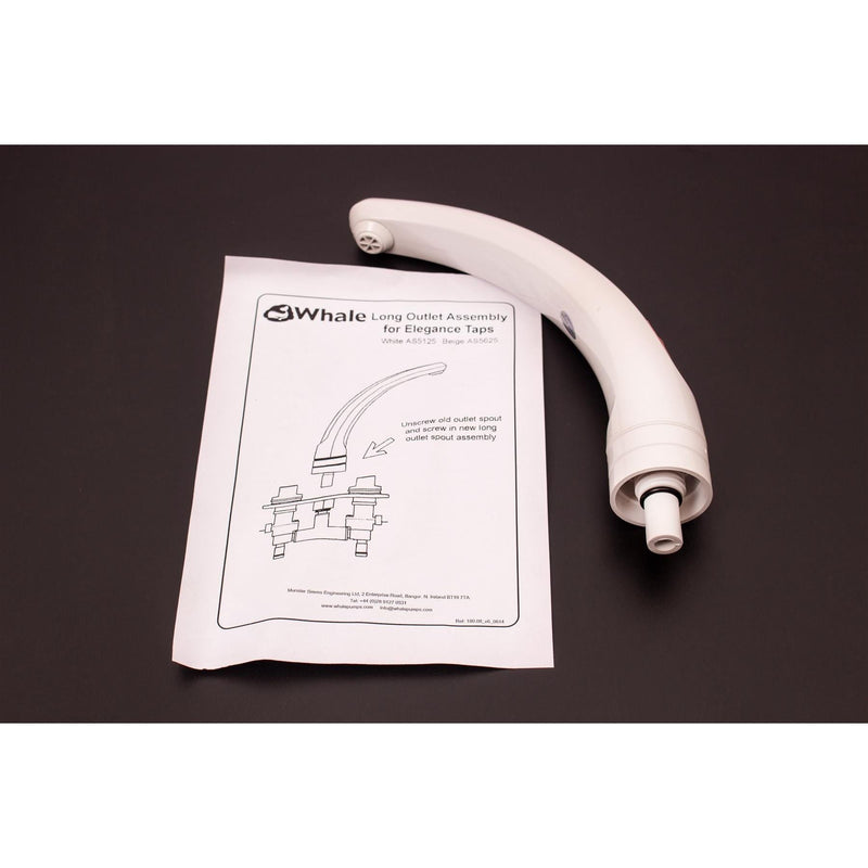 Whale Elegance White Tap Spout Long Outlet Version AS5125 Whale - Dynamic Drive