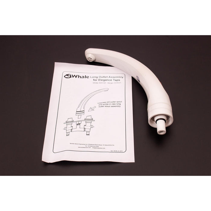 Whale Elegance White Tap Spout Long Outlet Version AS5125 Whale - Dynamic Drive