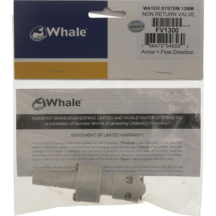 Whale Non Return Valve Water Pipe Push Fit Connector 12mm Whale - Dynamic Drive