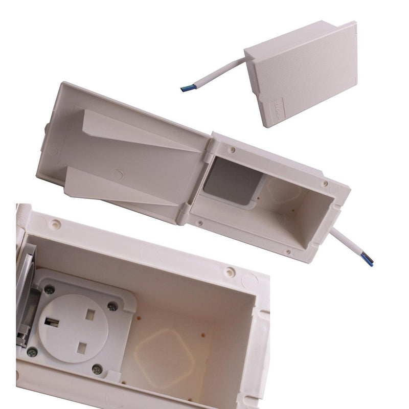 White External 13 amp Socket Outlet Box Caravan Motorhome campervan PO119w Powerpart - Dynamic Drive
