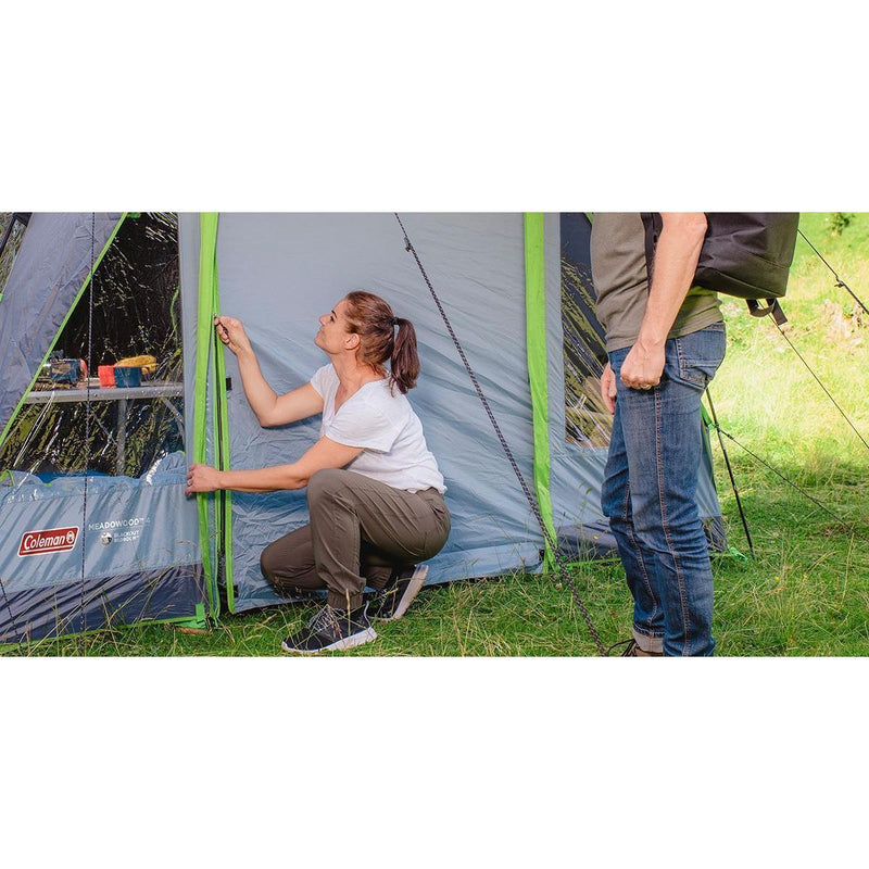 Coleman Tunnel Tent Meadowood 4 Person Black Out Bedrooms Grey Camping Garden Coleman  - Dynamic Drive